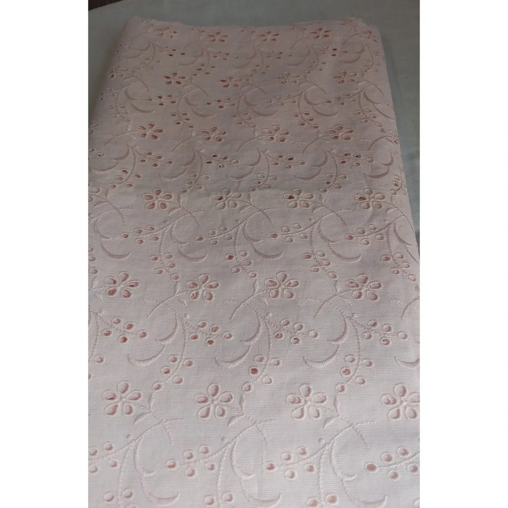 Broderie Anglaise Fabric Pink Floral Cotton By The Yard 36
